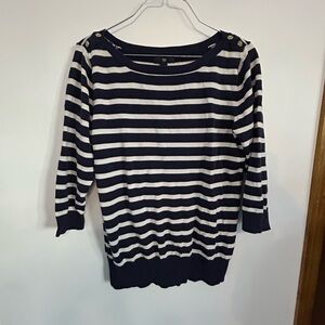 GAP Navy and Cream Striped Top